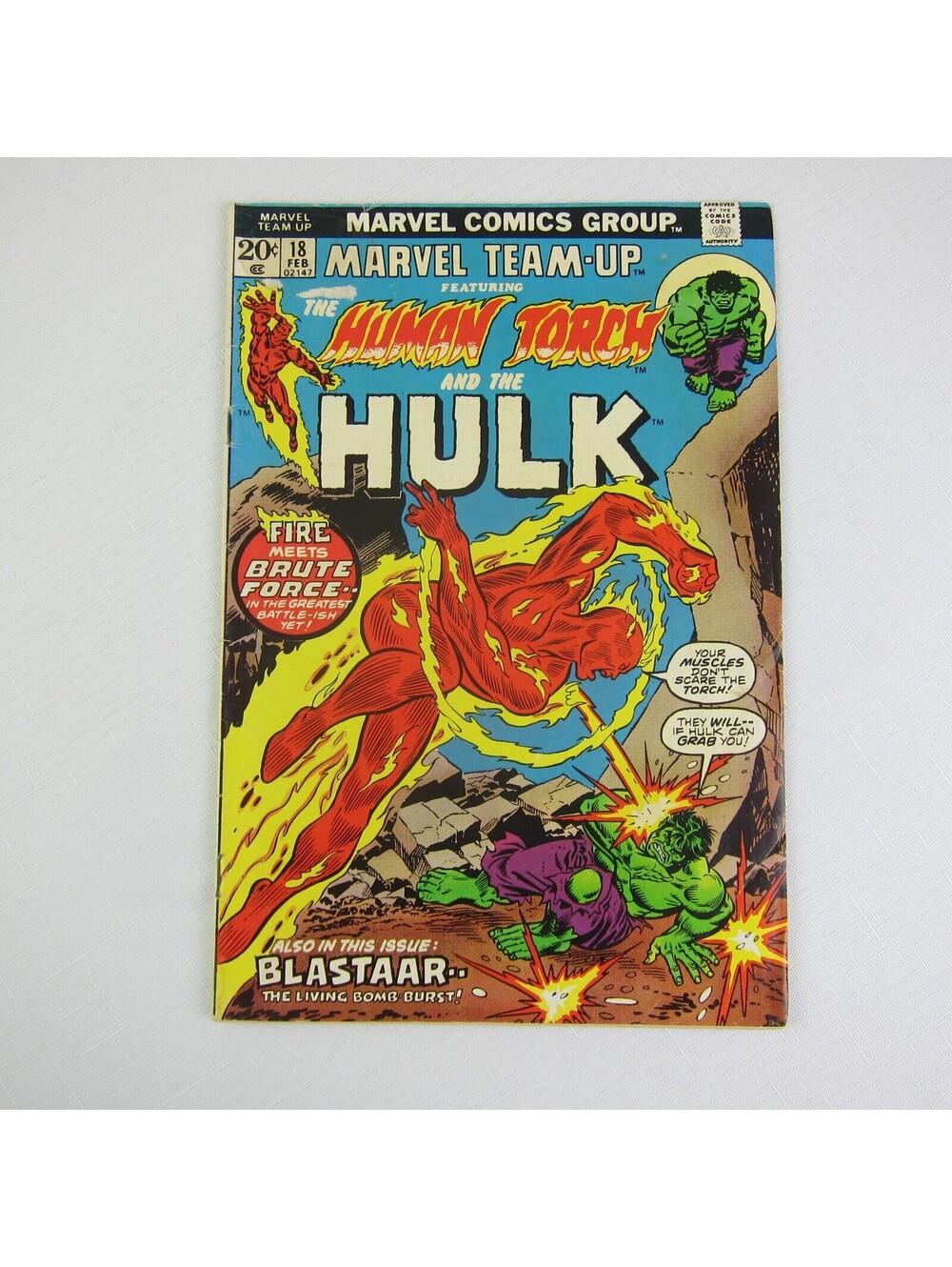 Marvel Team-Up #18 Comic Book Human Torch & Hulk Cover Vintage 1973